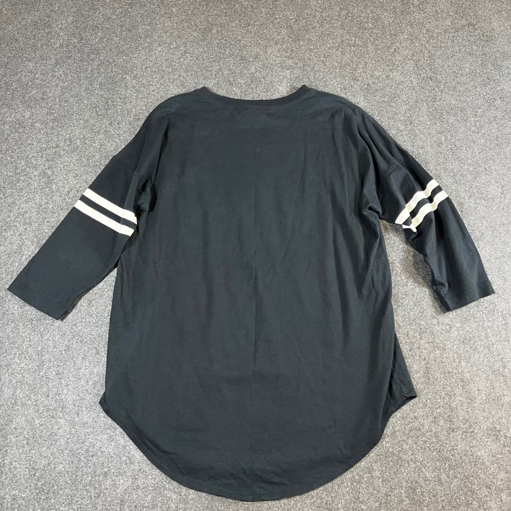 Nike Womens Just Do It 95 Graphic T-Shirt Black 3/4 Sleeve Curved Hem Large - Picture 2 of 10